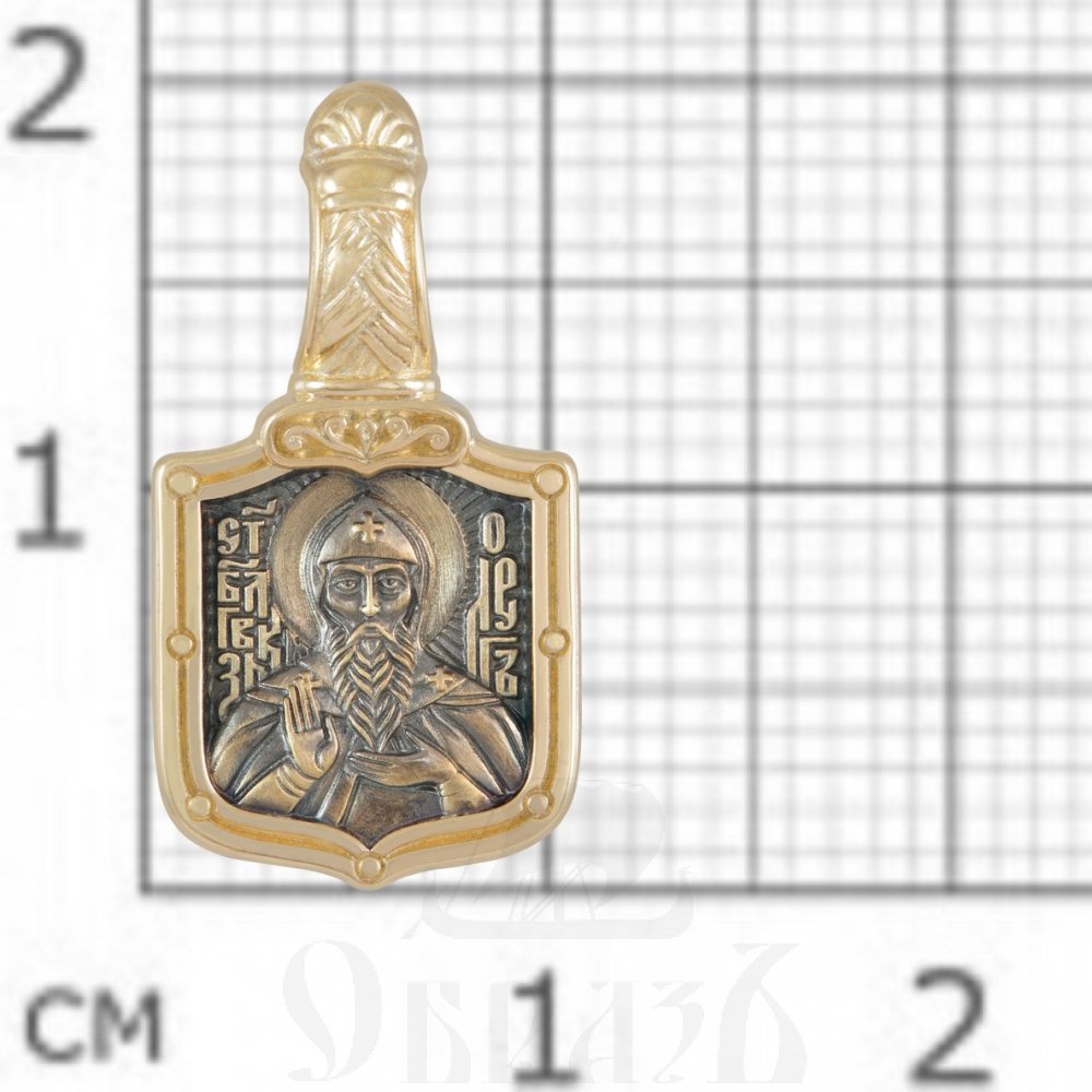 нательная икона святой благоверный князь олег брянский с молитвой, золото 585 пробы желтое (арт. 202.705)