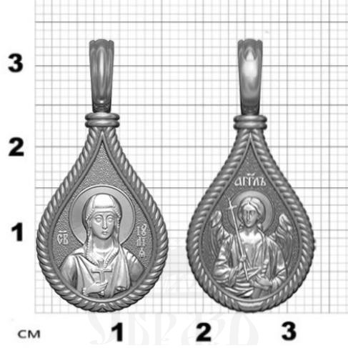 нательная икона св. мученица иулия (юлия) карфагенская, серебро 925 проба с родированием (арт. 06.038р)