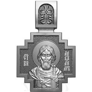 нательная икона св. благоверный князь александр невский, серебро 925 проба с платинированием (арт. 06.051р)