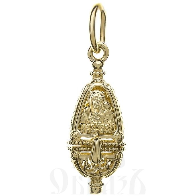 золотой мощевик-ладанка с образом казанской иконы божией матери, 585 проба желтого цвета (арт. п30027-з5ж)
