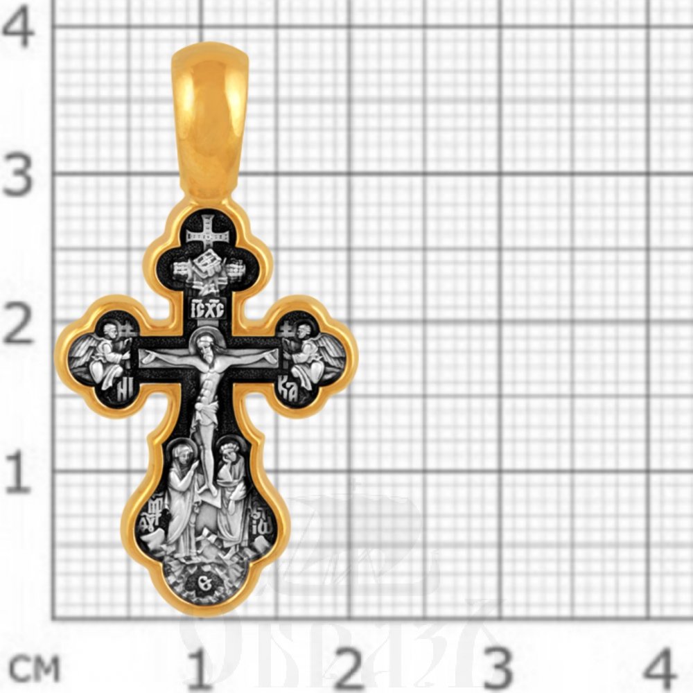 крест «распятие. валаамская икона божией матери», серебро 925 проба с золочением (арт. 101.550-п)